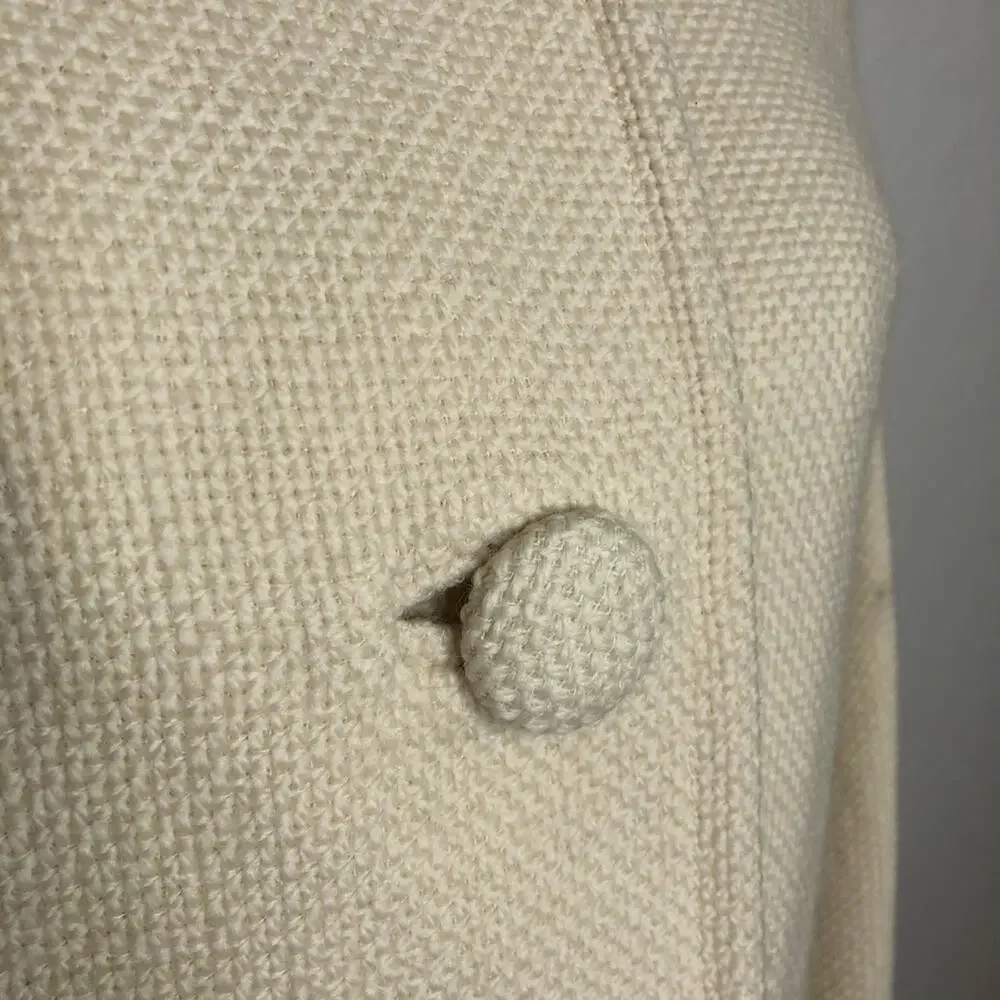 Rebecca Taylor cream tweed fur studded collar wool blend blazer size 6